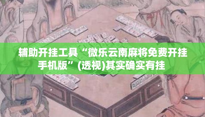 辅助开挂工具“微乐云南麻将免费开挂手机版	”(透视)其实确实有挂 