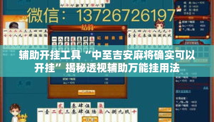 辅助开挂工具“中至吉安麻将确实可以开挂”揭秘透视辅助万能挂用法