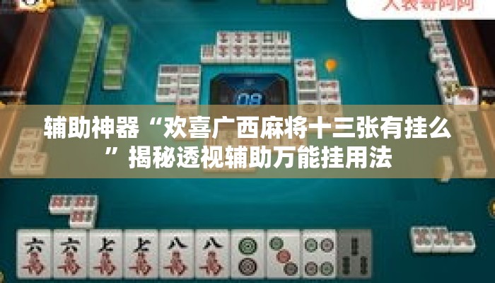 辅助神器“欢喜广西麻将十三张有挂么	”揭秘透视辅助万能挂用法