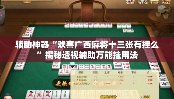 辅助神器“欢喜广西麻将十三张有挂么”揭秘透视辅助万能挂用法