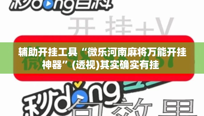 辅助开挂工具“微乐河南麻将万能开挂神器”(透视)其实确实有挂 