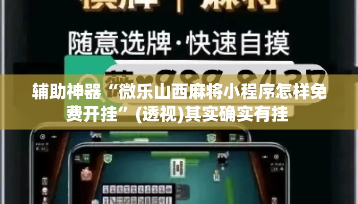辅助神器“微乐山西麻将小程序怎样免费开挂	”(透视)其实确实有挂 