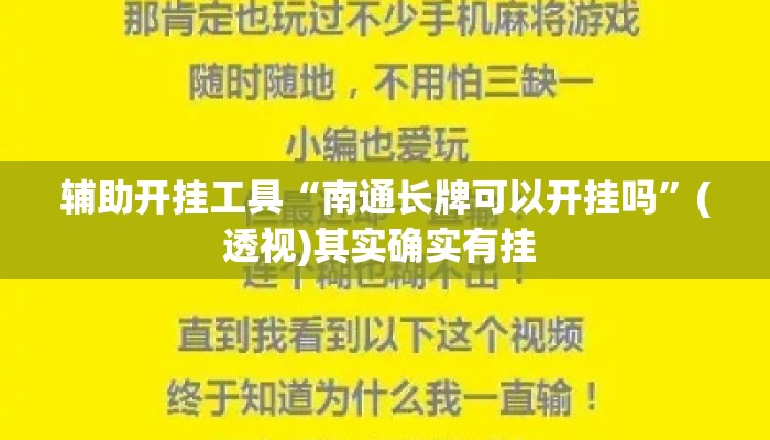辅助开挂工具“南通长牌可以开挂吗”(透视)其实确实有挂 