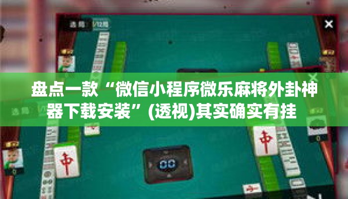 盘点一款“微信小程序微乐麻将外卦神器下载安装	”(透视)其实确实有挂 