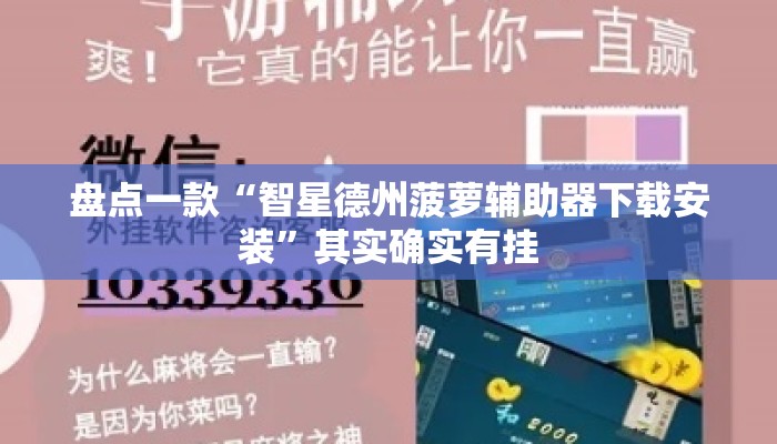 盘点一款“智星德州菠萝辅助器下载安装”其实确实有挂