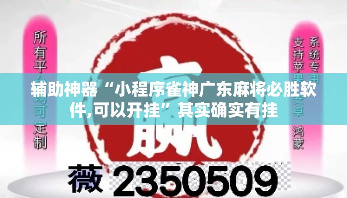 辅助神器“小程序雀神广东麻将必胜软件,可以开挂	”其实确实有挂