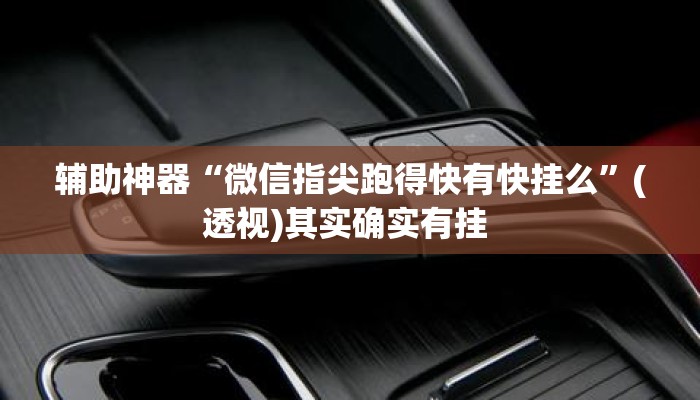 辅助神器“微信指尖跑得快有快挂么”(透视)其实确实有挂 