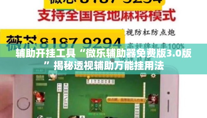 辅助开挂工具“微乐辅助器免费版3.0版”揭秘透视辅助万能挂用法