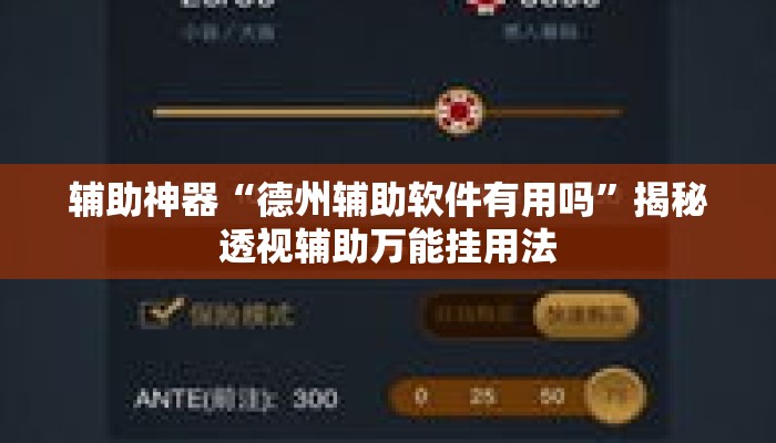 辅助神器“德州辅助软件有用吗”揭秘透视辅助万能挂用法