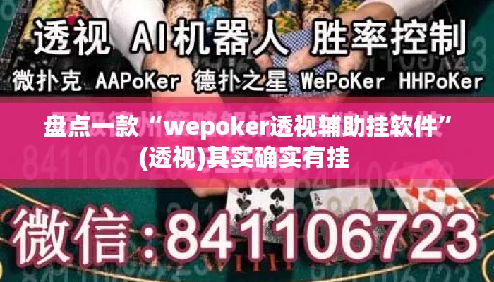 盘点一款“wepoker透视辅助挂软件	”(透视)其实确实有挂 