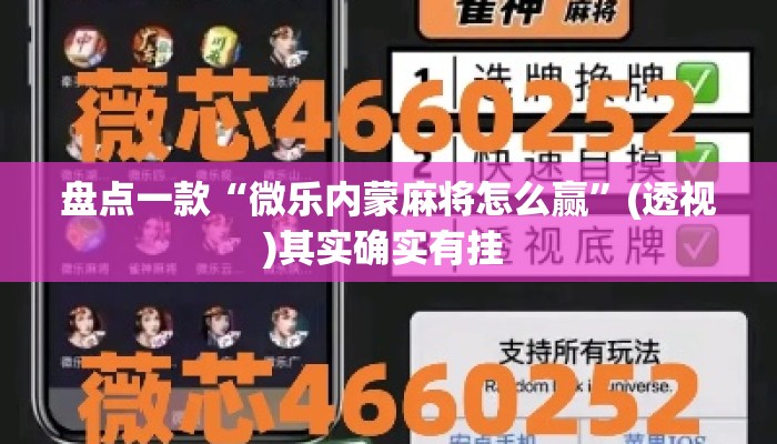盘点一款“微乐内蒙麻将怎么赢”(透视)其实确实有挂 