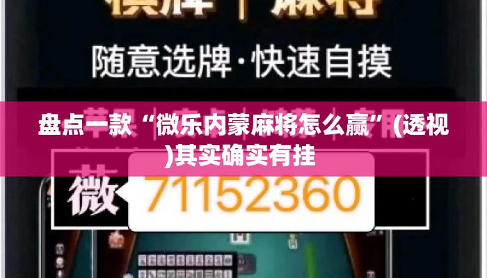 盘点一款“微乐内蒙麻将怎么赢”(透视)其实确实有挂 