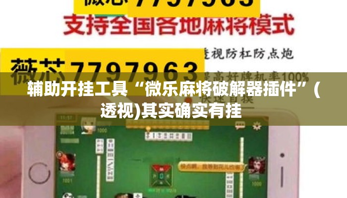 辅助开挂工具“微乐麻将破解器插件”(透视)其实确实有挂 