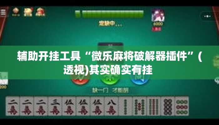 辅助开挂工具“微乐麻将破解器插件”(透视)其实确实有挂 