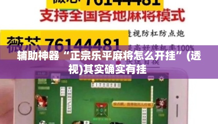 辅助神器“正宗乐平麻将怎么开挂	”(透视)其实确实有挂 