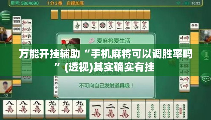 万能开挂辅助“手机麻将可以调胜率吗”(透视)其实确实有挂 