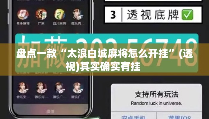 盘点一款“太浪白城麻将怎么开挂”(透视)其实确实有挂 