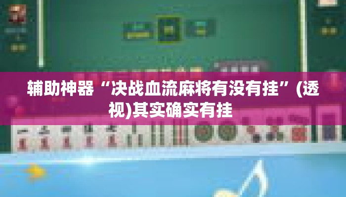 辅助神器“决战血流麻将有没有挂	”(透视)其实确实有挂 
