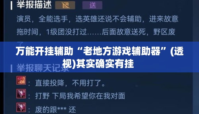 万能开挂辅助“老地方游戏辅助器”(透视)其实确实有挂 