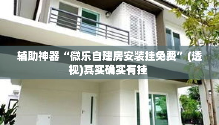辅助神器“微乐自建房安装挂免费”(透视)其实确实有挂 