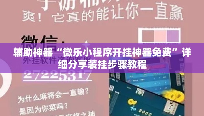 辅助神器“微乐小程序开挂神器免费”详细分享装挂步骤教程