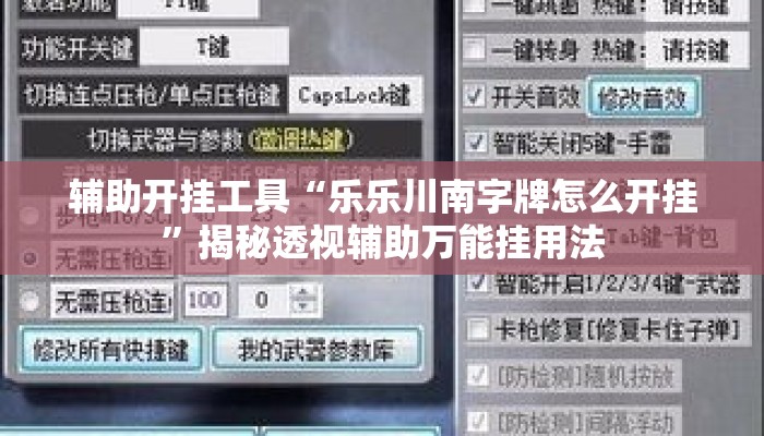 辅助开挂工具“乐乐川南字牌怎么开挂	”揭秘透视辅助万能挂用法
