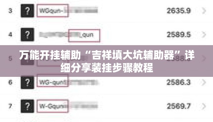 万能开挂辅助“吉祥填大坑辅助器	”详细分享装挂步骤教程