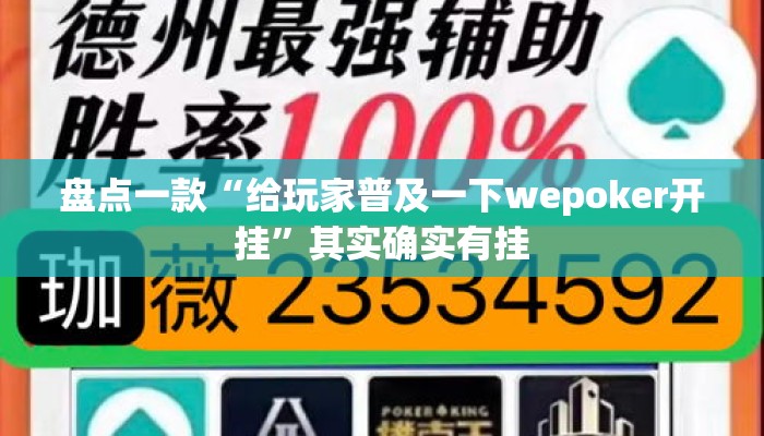 盘点一款“给玩家普及一下wepoker开挂	”其实确实有挂