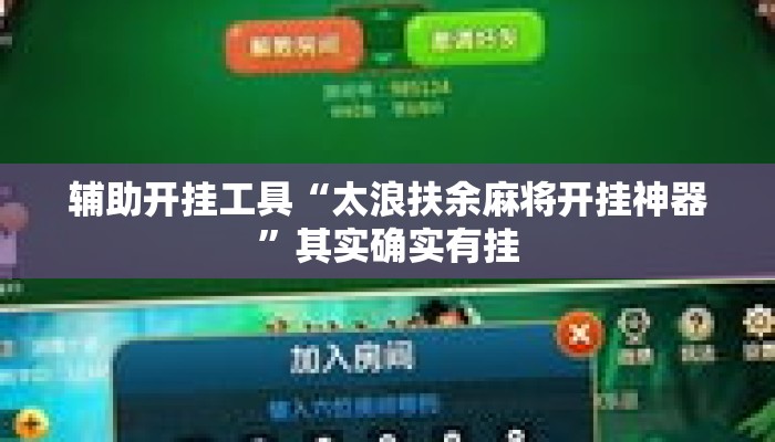 辅助开挂工具“太浪扶余麻将开挂神器”其实确实有挂