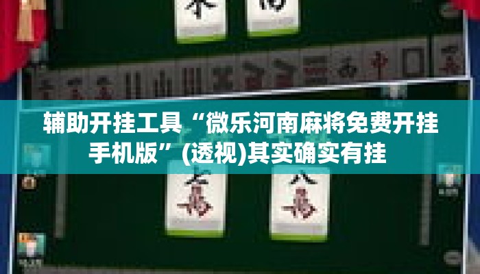 辅助开挂工具“微乐河南麻将免费开挂手机版”(透视)其实确实有挂 