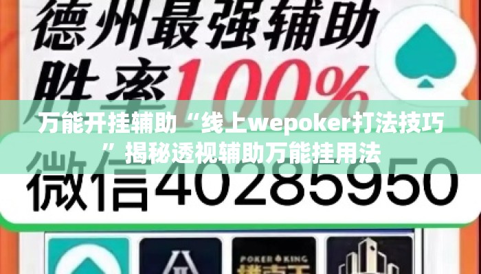 万能开挂辅助“线上wepoker打法技巧	”揭秘透视辅助万能挂用法
