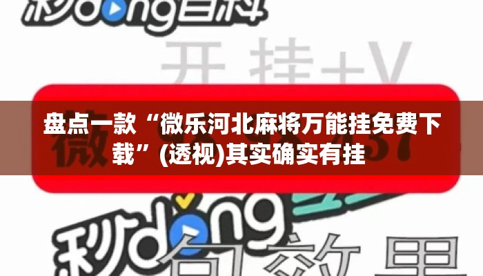 盘点一款“微乐河北麻将万能挂免费下载”(透视)其实确实有挂 