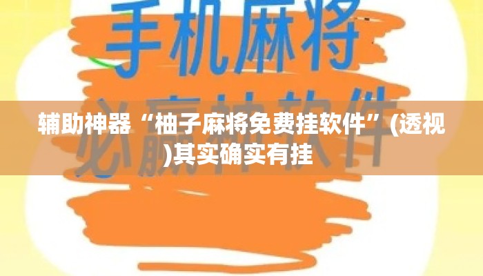 辅助神器“柚子麻将免费挂软件”(透视)其实确实有挂 