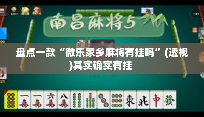 盘点一款“微乐家乡麻将有挂吗”(透视)其实确实有挂 
