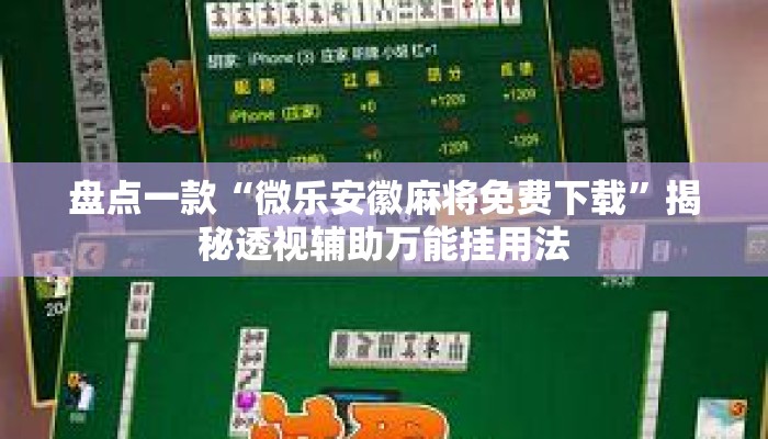 盘点一款“微乐安徽麻将免费下载	”揭秘透视辅助万能挂用法