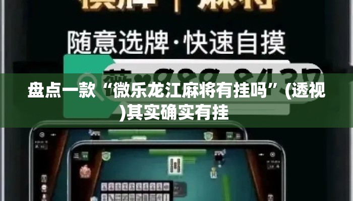 盘点一款“微乐龙江麻将有挂吗”(透视)其实确实有挂 