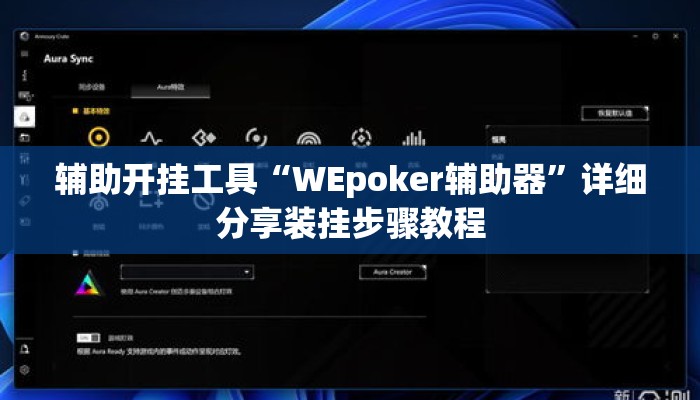 辅助开挂工具“WEpoker辅助器”详细分享装挂步骤教程