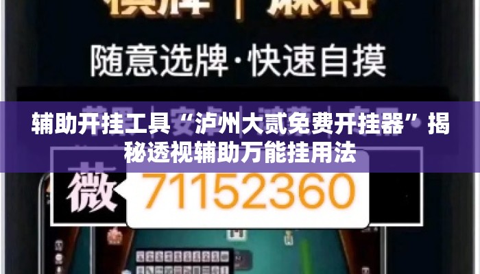 辅助开挂工具“泸州大贰免费开挂器	”揭秘透视辅助万能挂用法