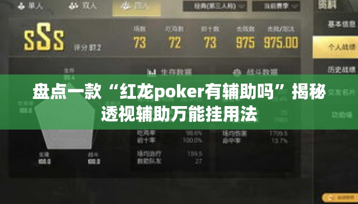 盘点一款“红龙poker有辅助吗”揭秘透视辅助万能挂用法