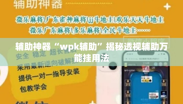 辅助神器“wpk辅助”揭秘透视辅助万能挂用法