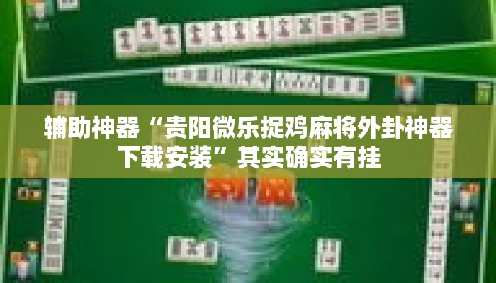 辅助神器“贵阳微乐捉鸡麻将外卦神器下载安装”其实确实有挂