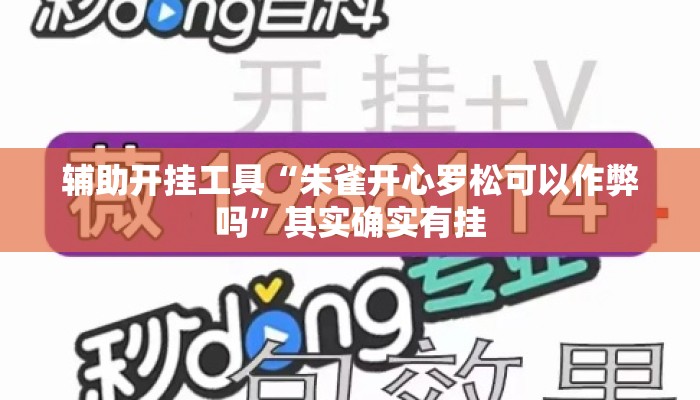 辅助开挂工具“朱雀开心罗松可以作弊吗	”其实确实有挂