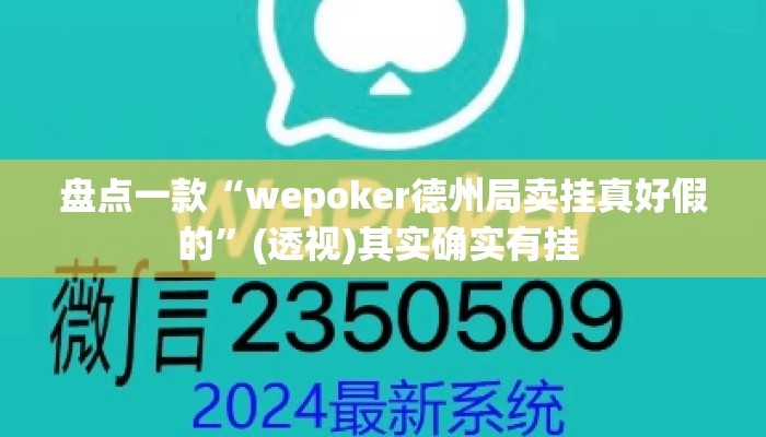 盘点一款“wepoker德州局卖挂真好假的”(透视)其实确实有挂 