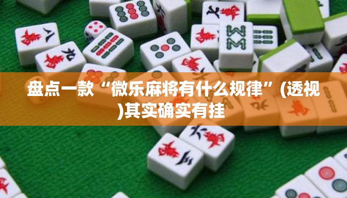 盘点一款“微乐麻将有什么规律	”(透视)其实确实有挂 