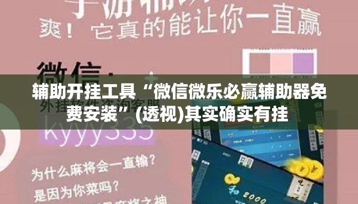 辅助开挂工具“微信微乐必赢辅助器免费安装”(透视)其实确实有挂 