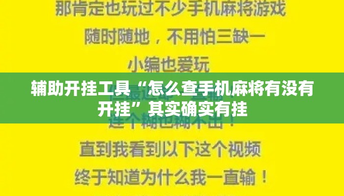 辅助开挂工具“怎么查手机麻将有没有开挂	”其实确实有挂