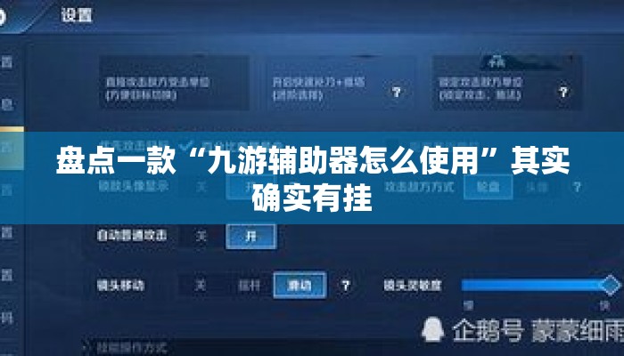 盘点一款“九游辅助器怎么使用”其实确实有挂