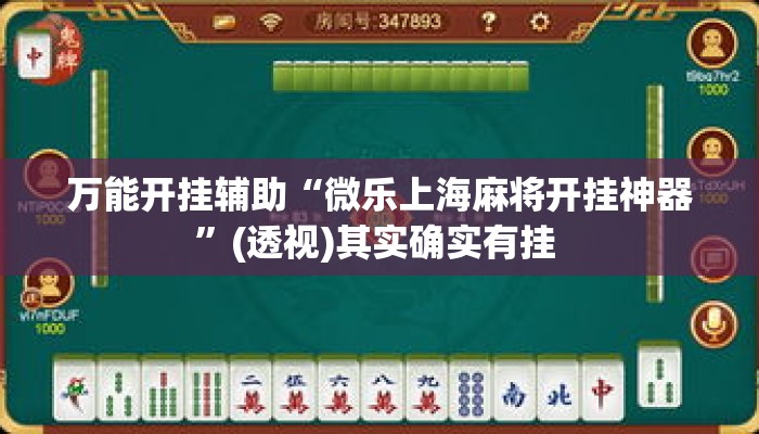 万能开挂辅助“微乐上海麻将开挂神器	”(透视)其实确实有挂 