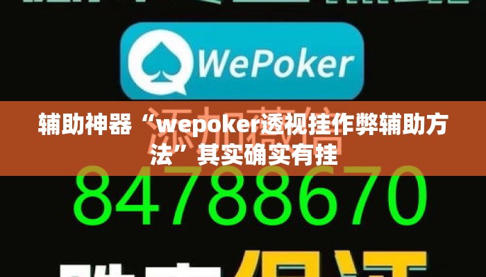 辅助神器“wepoker透视挂作弊辅助方法”其实确实有挂