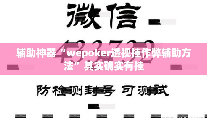 辅助神器“wepoker透视挂作弊辅助方法”其实确实有挂